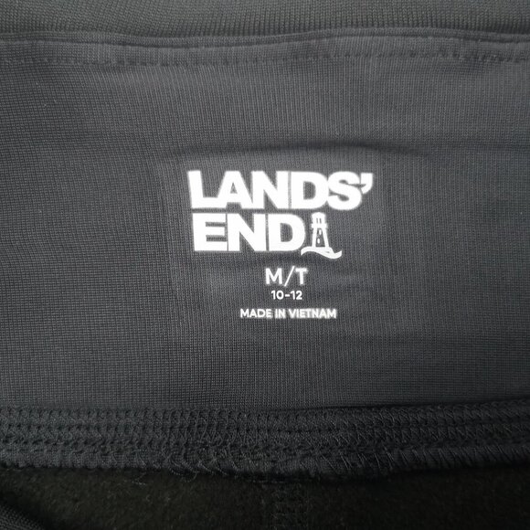 Lands' End Ladies Size Medium Tall Black Fleece Lined Pull On Track Pants - Picture 3 of 11